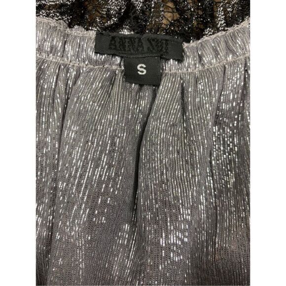 Anna Sui black and silver metallic silk lace blouse - Picture 4 of 6